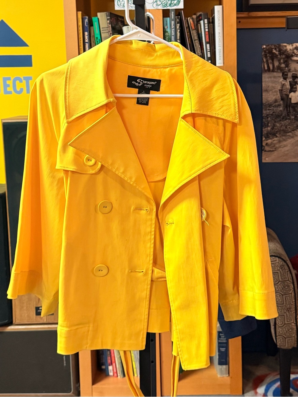 Bright Yellow Double-Breasted Short Trench Coat